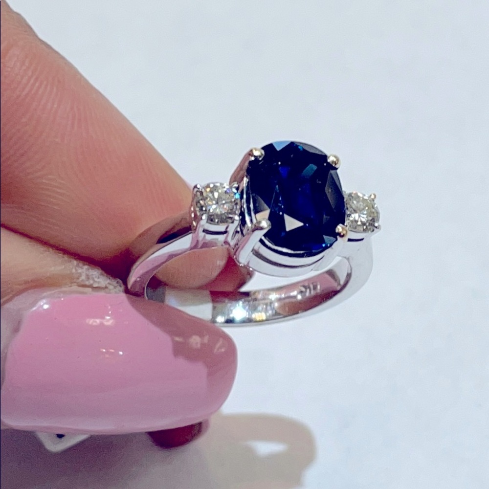 14k white gold sapphire diamond ring
